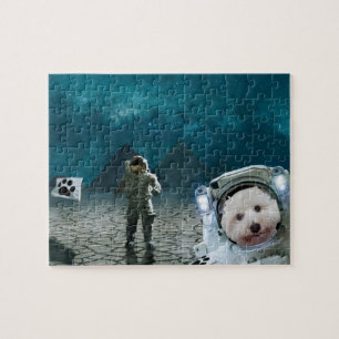 Puzzle Funny espacio astronauta Perro maltés rompecabeza
