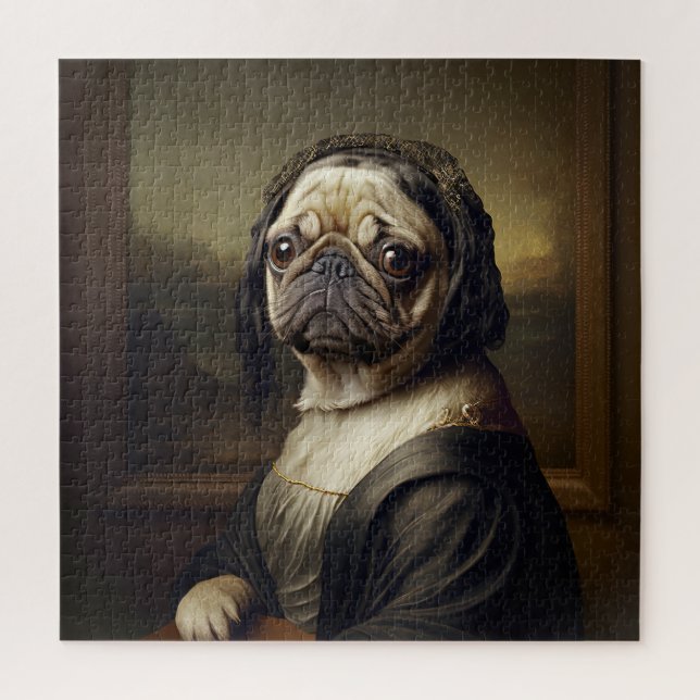 Puzzle Funny Mona Lisa Pug (Vertical)