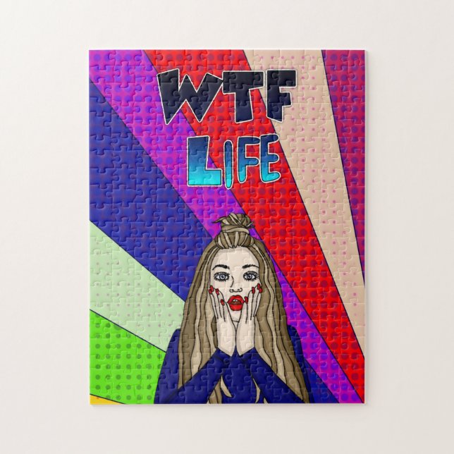 Puzzle Funny Pop Art WTF Life ] Lady Freaking Out (Vertical)