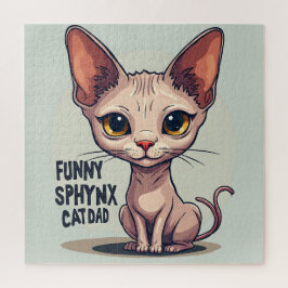 Puzzle Funny Sphynx Cat Dad Cartoon Art