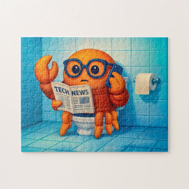 Puzzle Funny Spy Crab Reading Tech News Magazine (Horizontal)