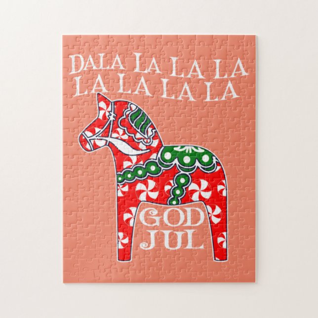 Puzzle Funny Swedish Christmas God Jul Dala Horse Dalahos (Vertical)