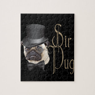 Puzzle Funny Top Hat Monocle Sir Pug Dog