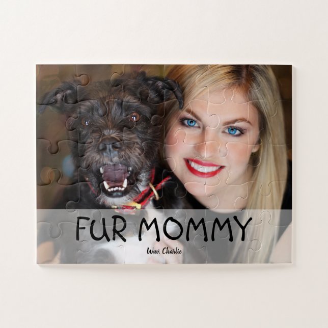 Puzzle Fur mamá personalizado foto Wuv You dog (Horizontal)