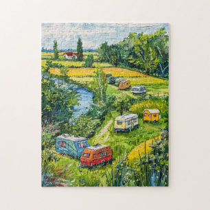 Puzzle Furgonetas camper por Campos de Tulipanes Pintura 