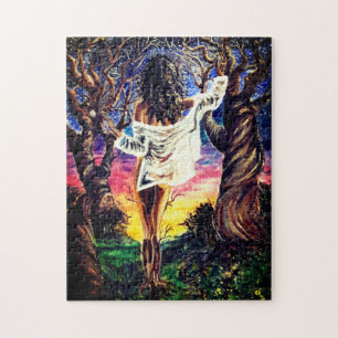 Puzzle Fusión - Pintura de acuarela - Dama del bosque