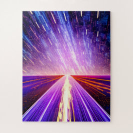 Puzzle Futura carretera morada en el espacio ultraterrest