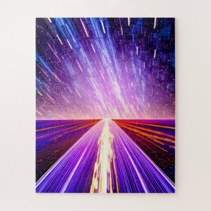 Puzzle Futura carretera morada en el espacio ultraterrest