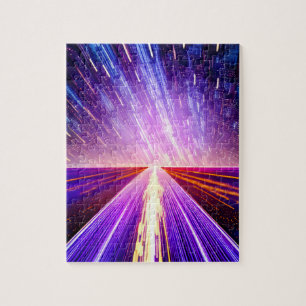Puzzle Futurista Camino Púrpura en la Autopista de Tiempo