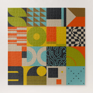 Puzzle Futuro retro: arte pastel abstracto.