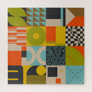 Puzzle Futuro retro: arte pastel abstracto.