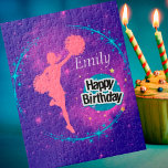 Puzzle Gafas de cumpleaños felices y personalizadas<br><div class="desc">Alegre diseño personalizado de la Galaxia de cumpleaños feliz,  ¡solo agrega su nombre!</div>