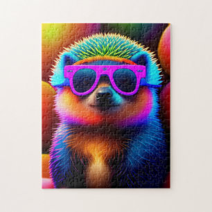 Puzzle gafas de neón lindo hedgehog gafas de sol animal d