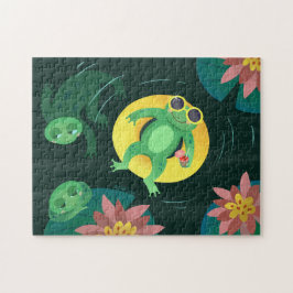 Puzzle Gafas de sol amarillas de Rana de baño