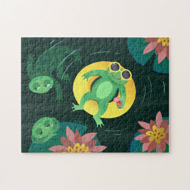 Puzzle Gafas de sol amarillas de Rana de baño (Horizontal)