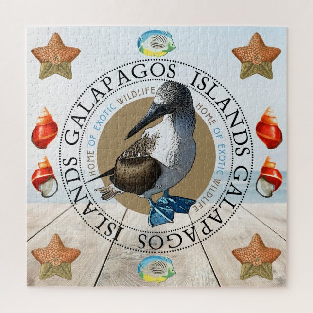 Puzzle Galápagos Azules Con Pies Azules Y Sombreros (Vertical)