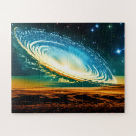 Puzzle Galaxia abstracta sobre planeta desierto en cosmos