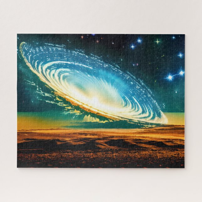 Puzzle Galaxia artística cósmica sobre el planeta del des (Horizontal)