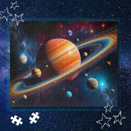 Puzzle galaxia colorida con estrellas y nebulosas