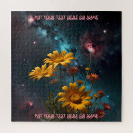 Puzzle Galaxia de flores rosadas y Naranjas y vistas univ