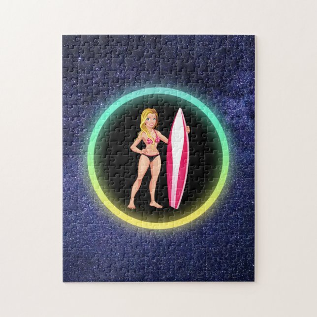 Puzzle Galaxia del Chica adolescente de la surfista rubia (Vertical)