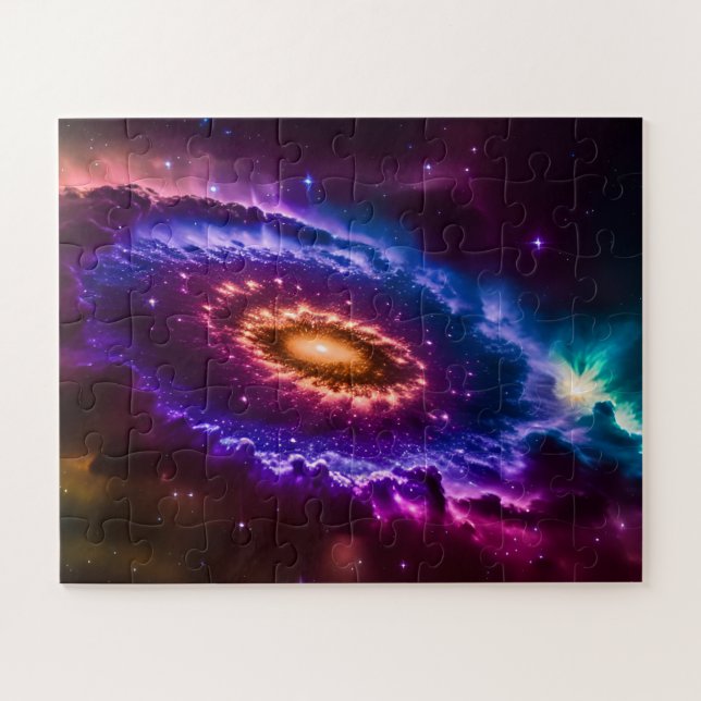 Puzzle Galaxia divertida púrpura y rosa cósmica en el esp (Horizontal)