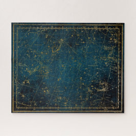 Puzzle Galaxia dorada azul de la constelación de mapas es
