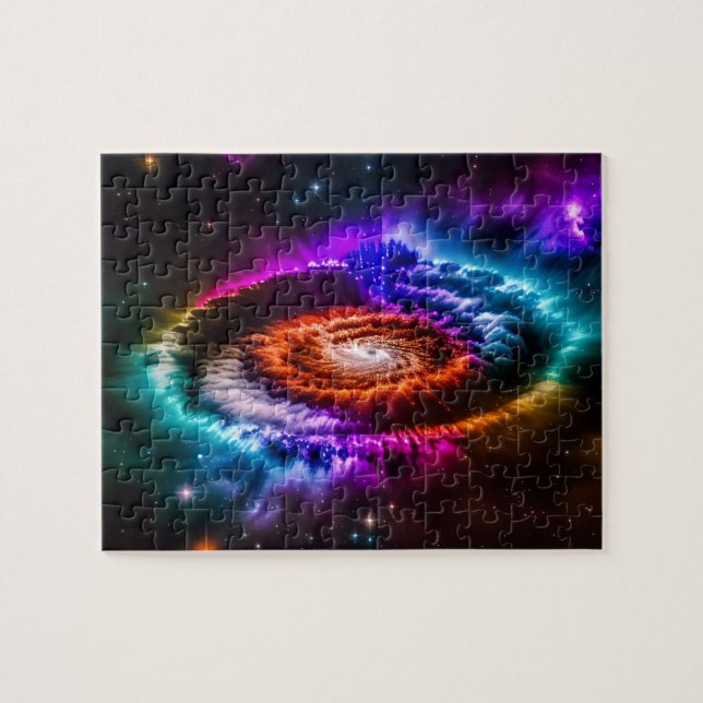 Puzzle Galaxia espiral índigo arcoiris en el espacio exte (Horizontal)