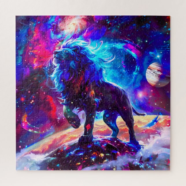 Puzzle Galaxy Lion Blue (Vertical)