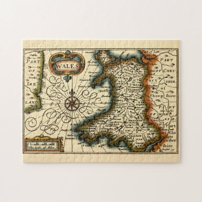 Puzzle Gales - Histórico mapa del Atlas británico antiguo (Horizontal)