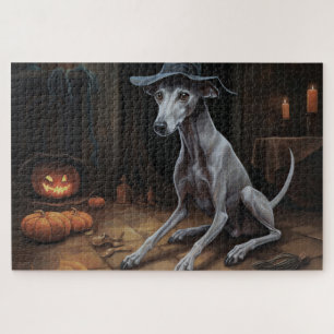 Puzzle Galgo Italiano Calabazas Halloween Espeluznante