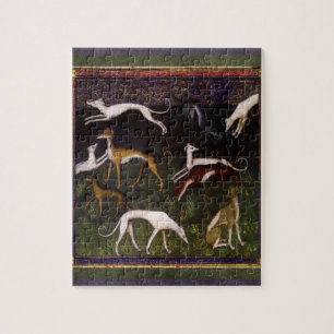 Puzzle Galgos medievales en las maderas profundas
