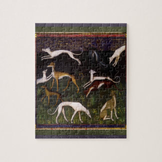 Puzzle Galgos medievales en las maderas profundas