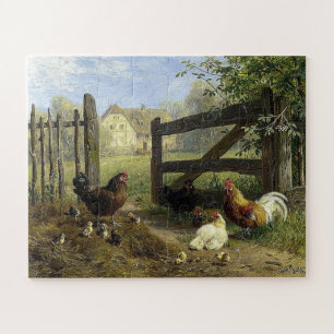 Puzzle Gallinas de granja sueltas Carl Jutz