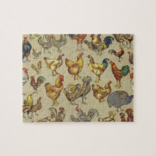 Puzzle Gallo de corral arte vintage país aves de corral