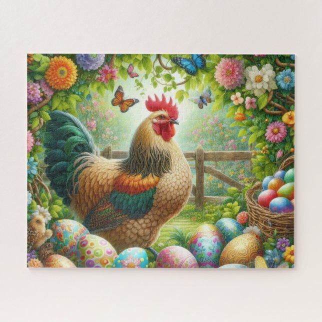 Puzzle Gallo de Pascua de granja (Horizontal)