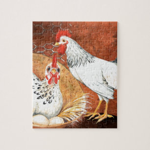 Puzzle Gallo y gallina con los huevos en la jerarquía