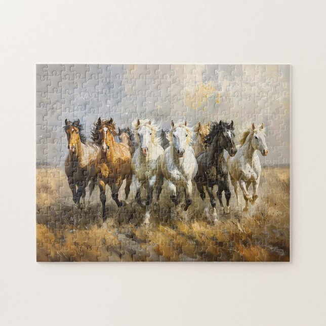 Puzzle Galloping Mustang Pintura (Horizontal)