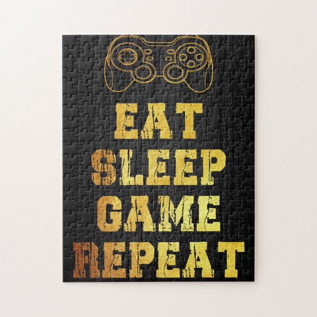 Puzzle Gamer Gift | Eat Sleep Game Repeats (Vertical)