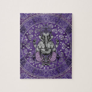 Puzzle Ganesha - plata y púrpuras