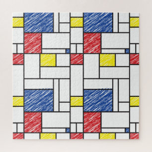 Puzzle Garabatos minimalistas de Mondrian De Stijl Arte m