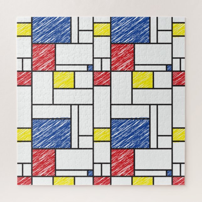 Puzzle Garabatos minimalistas de Mondrian De Stijl Arte m (Vertical)