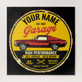 Puzzle Garage de Coche Clásico Rojo Fastback Personalizad