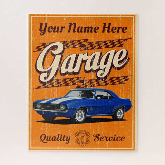 Puzzle Garaje Camaro personalizado en Naranja (Vertical)