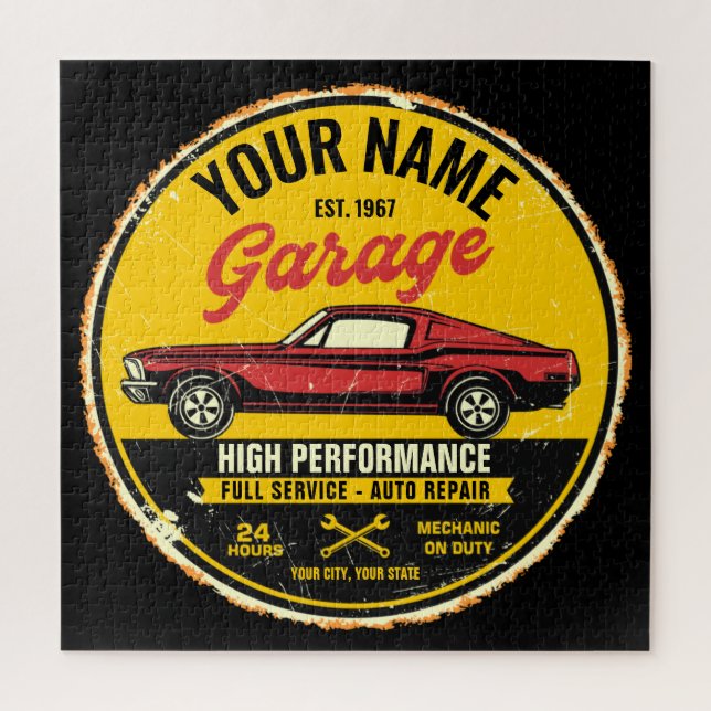 Puzzle Garaje Fastback Red Classic para coches personaliz (Vertical)