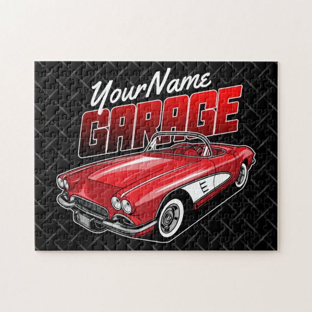 Puzzle Garaje personalizado de 1961 C1 Red Classic Sports (Horizontal)