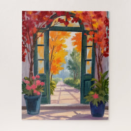 Puzzle Garden Gate | Watercolor Botanical Floral Painting