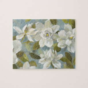 Puzzle Gardenias en azul de la pizarra