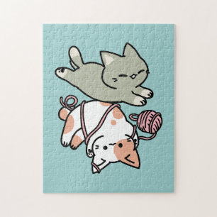 Puzzle Garras y Juego – Ilustración de Gato Adorable