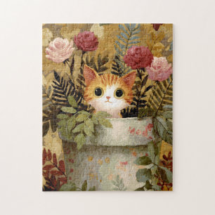 Puzzle Gatito Adorable Asomándose Desde una Olla